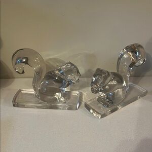 Squirrel Martinsville glass Bookends pair MCM classic quiet luxury